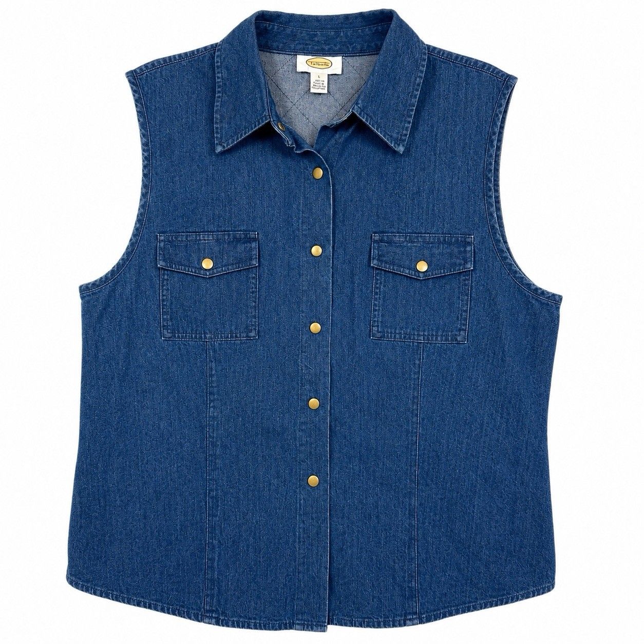 Vintage Talbots Denim Vest Women’s Size 1x Blue Sleeveless Snap Button Western